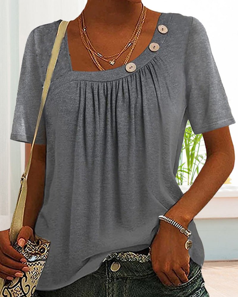 Maglietta da donna Macey - Comoda maglietta in cotone con scollo tondo e maniche corte