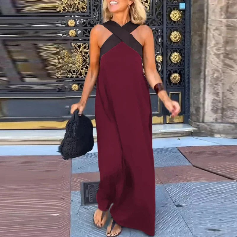 Abito lungo da donna Sienna - Elegante abito estivo con spalline incrociate e vestibilità comoda