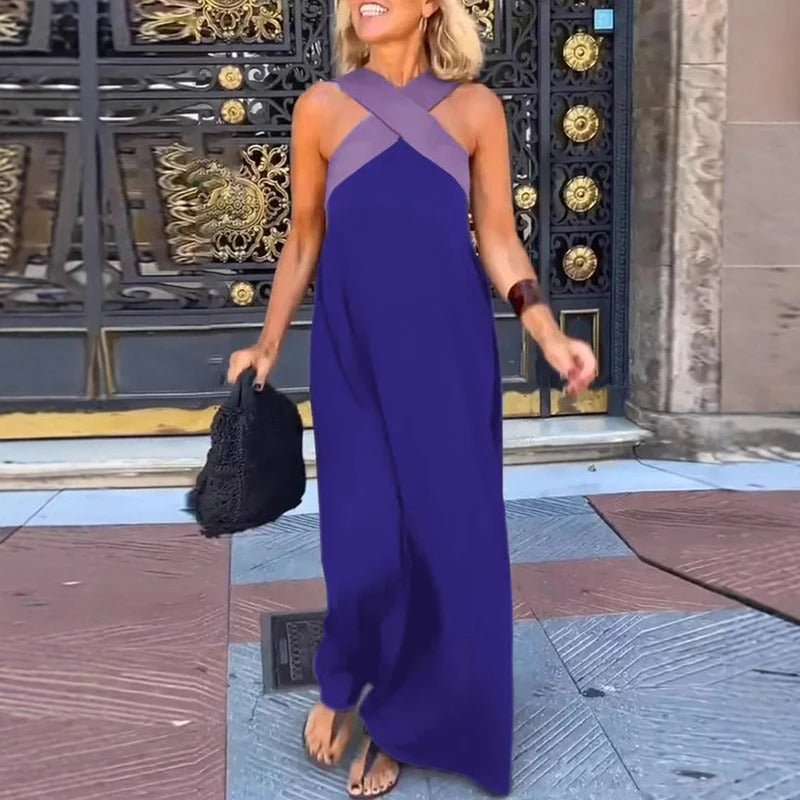 Abito lungo da donna Sienna - Elegante abito estivo con spalline incrociate e vestibilità comoda