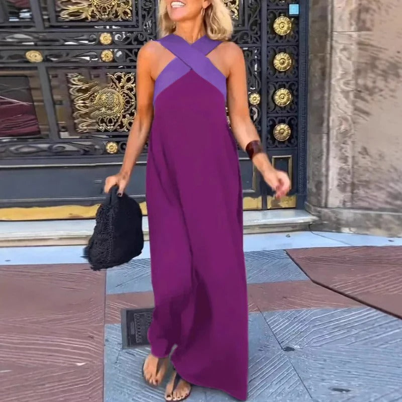 Abito lungo da donna Sienna - Elegante abito estivo con spalline incrociate e vestibilità comoda