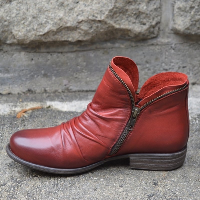 Stivali in pelle da donna Valentina - Eleganti stivaletti con cerniera, comodi e resistenti