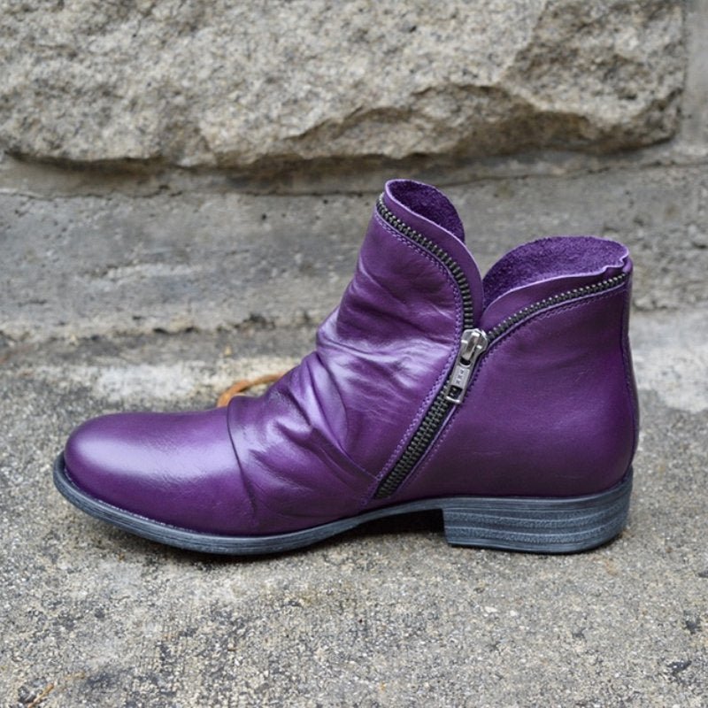 Stivali in pelle da donna Valentina - Eleganti stivaletti con cerniera, comodi e resistenti