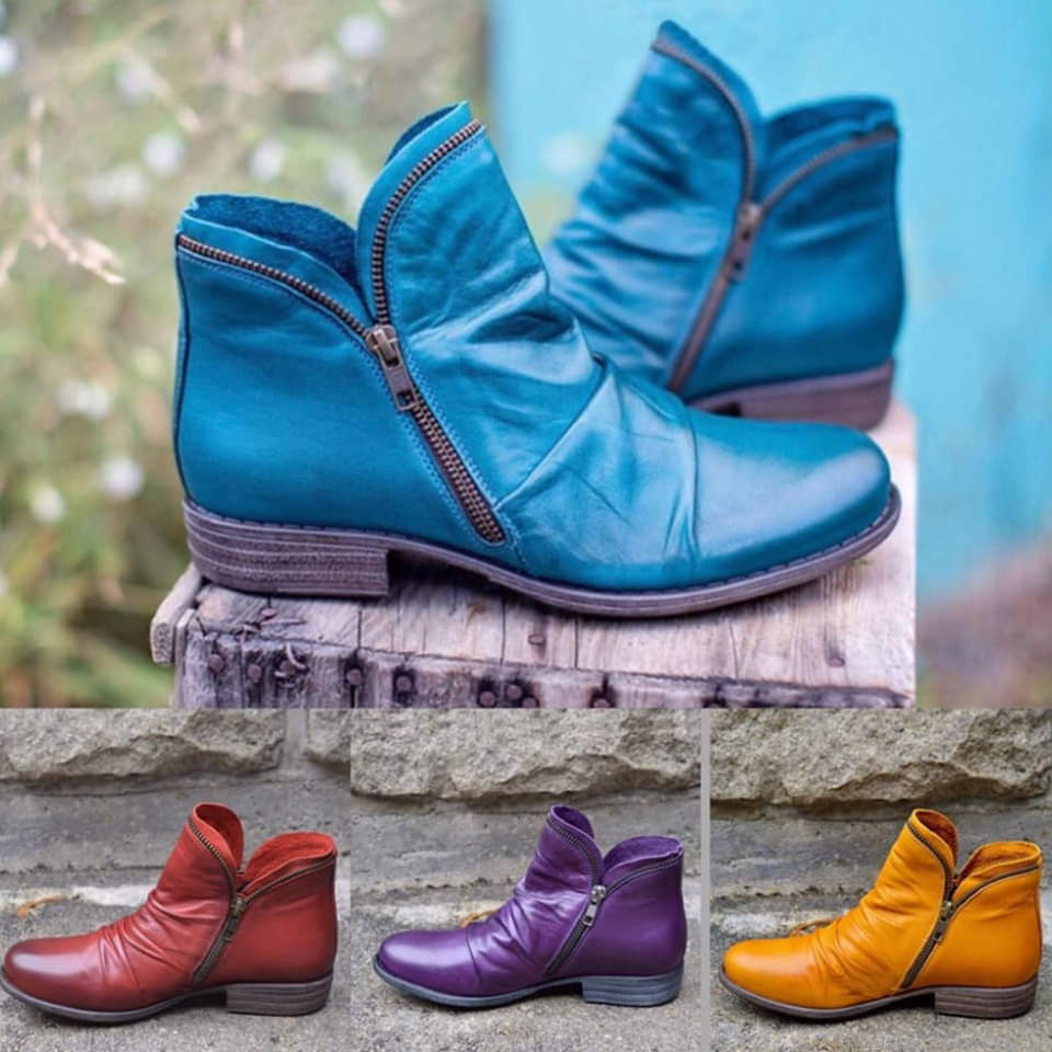 Stivali in pelle da donna Valentina - Eleganti stivaletti con cerniera, comodi e resistenti