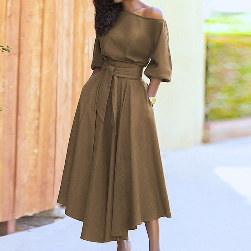 Abito elegante da donna Ella - Abito in cotone con vita aderente e stile classico versatile