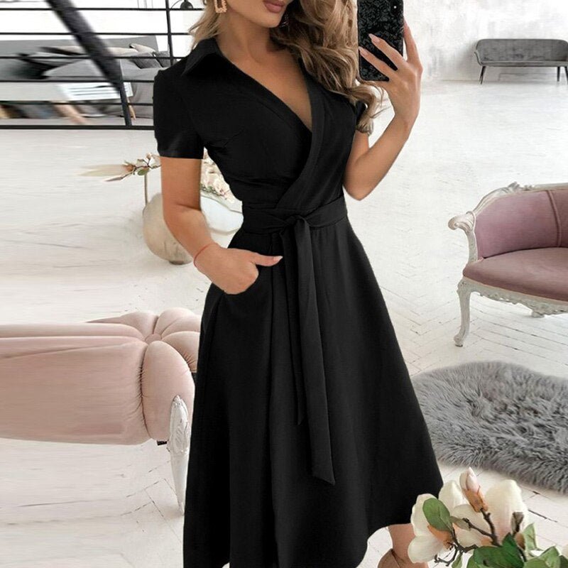 Abito elegante da donna Ella - Abito in cotone con vita aderente e stile classico versatile