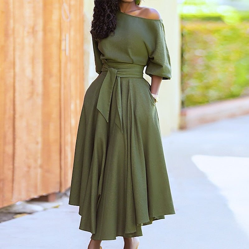 Abito elegante da donna Ella - Abito in cotone con vita aderente e stile classico versatile