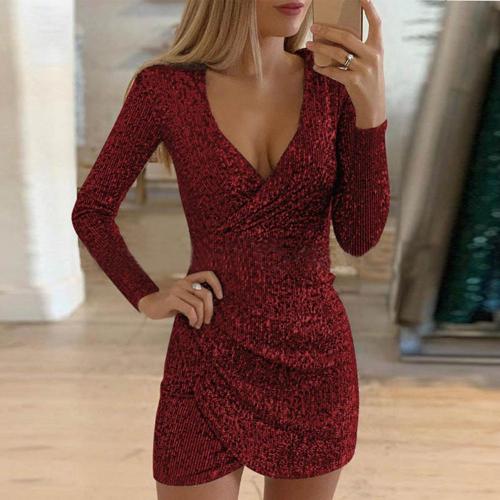 Amelia Robe Femme à Paillettes – Élégante Robe Portefeuille Brillante et Confortable pour les Occasions Festives
