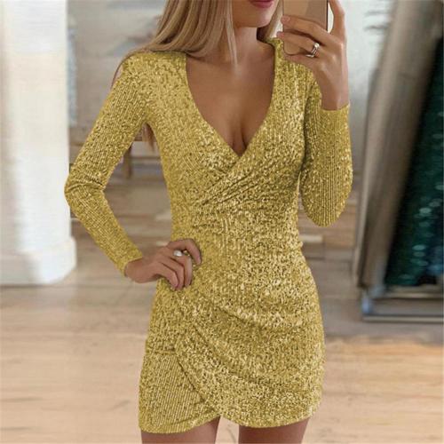 Amelia Robe Femme à Paillettes – Élégante Robe Portefeuille Brillante et Confortable pour les Occasions Festives