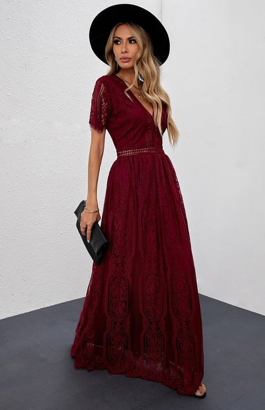 Abito lungo da donna Maine - Elegante abito da cerimonia in pizzo con chiusura a cerniera
