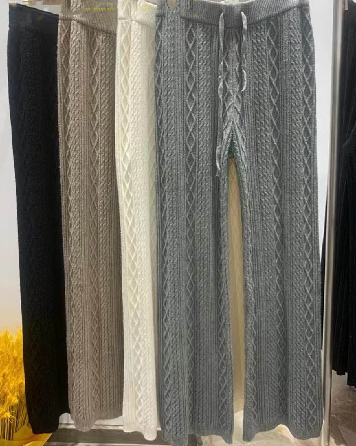 Aurelia Pantalon Femme – Pantalon en Maille Taille Haute à Jambes Larges Chic & Confortable